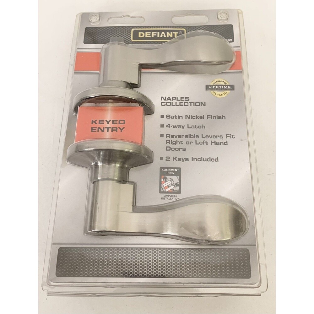 NEW Defiant Naples Collection Satin Nickel Keyed Entry Door Handles 534899 WAL12